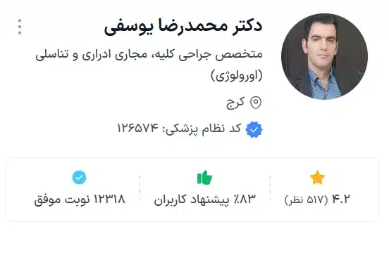 دکتر محمدرضا یوسفی کرج دکتر اورولوژی خوب در کرج